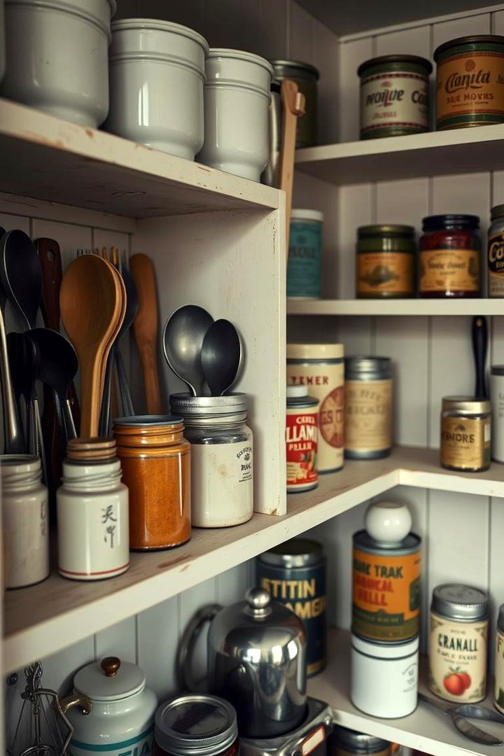 Vintage Pantry Tools Display - 22 Open Pantry Ideas