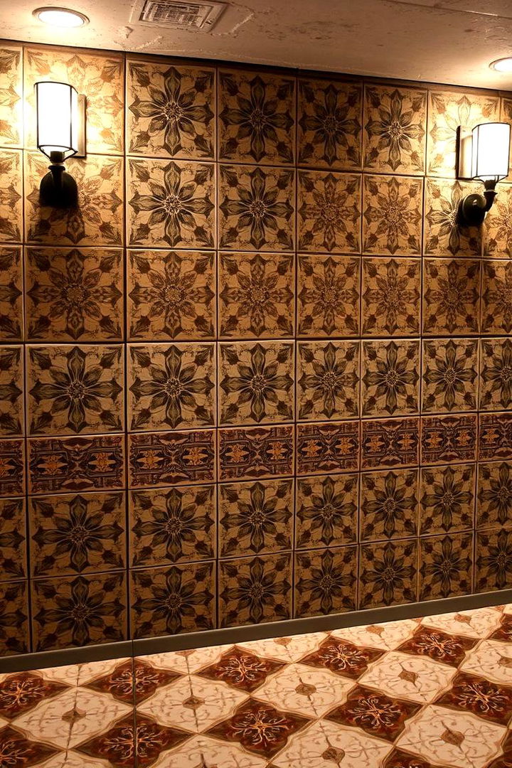 Vintage Patterned Tiles - 22 Basement Accent Wall Ideas