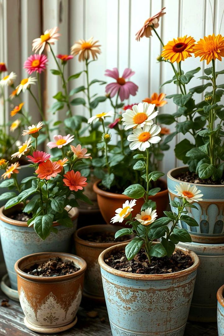 Vintage Potted Flowers - 22 Garden Centerpiece Ideas