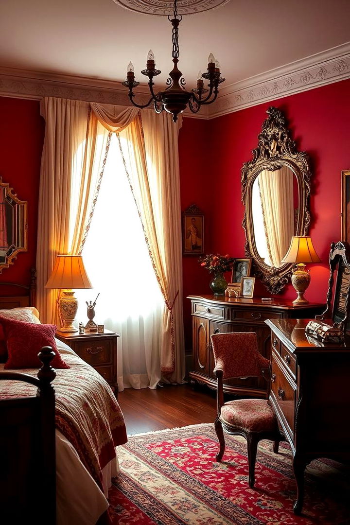 Vintage Red Accents - 22 Red Bedroom Ideas