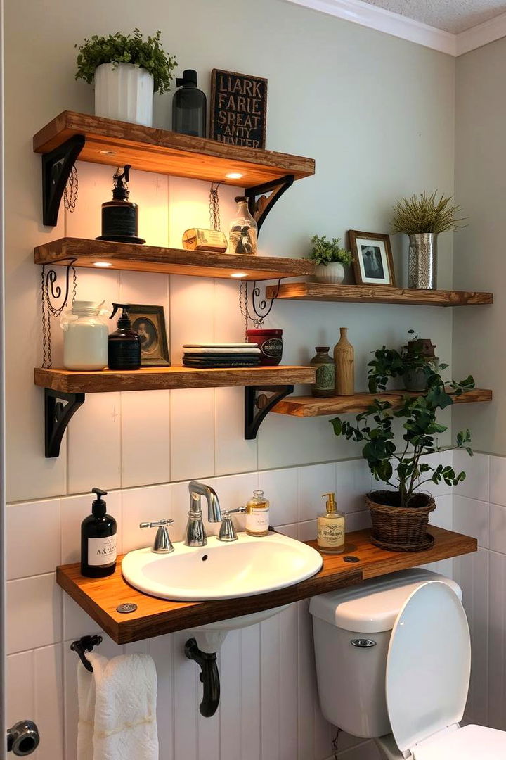 Vintage Repurposed Shelves for Nostalgic Appeal - 22 Small Bathroom Shelving Ideas
