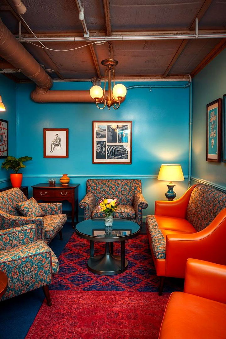 Vintage Retro Revival - 22 orange and blue living room ideas