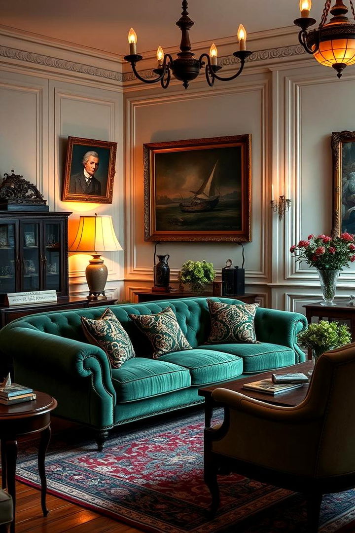 Vintage Revival - 22 Emerald Green Sofa Living Room Ideas