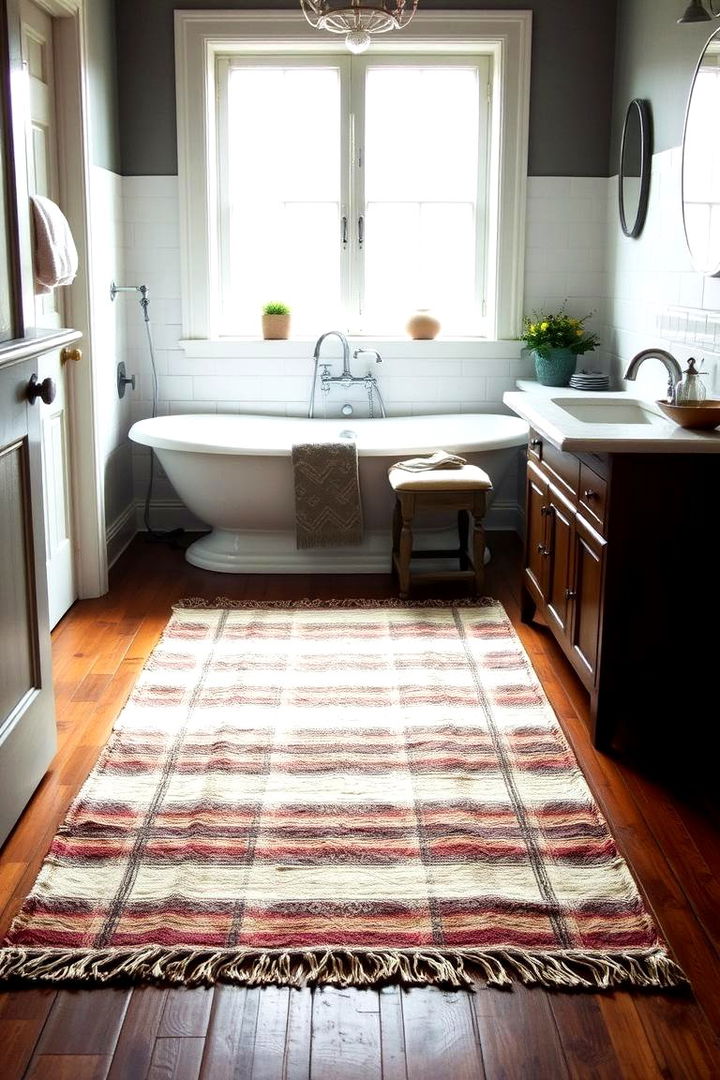 Vintage Striped Classic Appeal - 22 Bathroom Rug Ideas