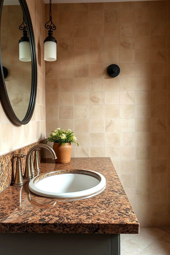 Vintage Style Granite Detailing - 22 Brown Granite Bathroom Ideas