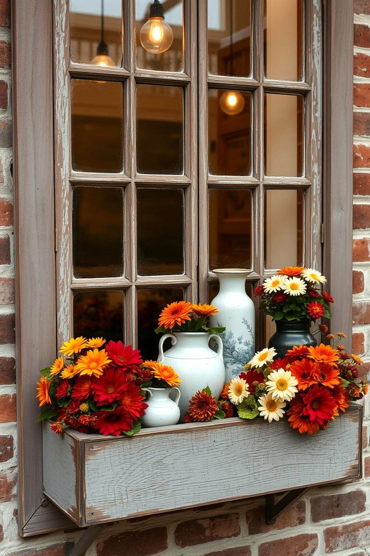 Vintage Style Window Boxes with Retro Charm - 22 Fall Window Box Ideas