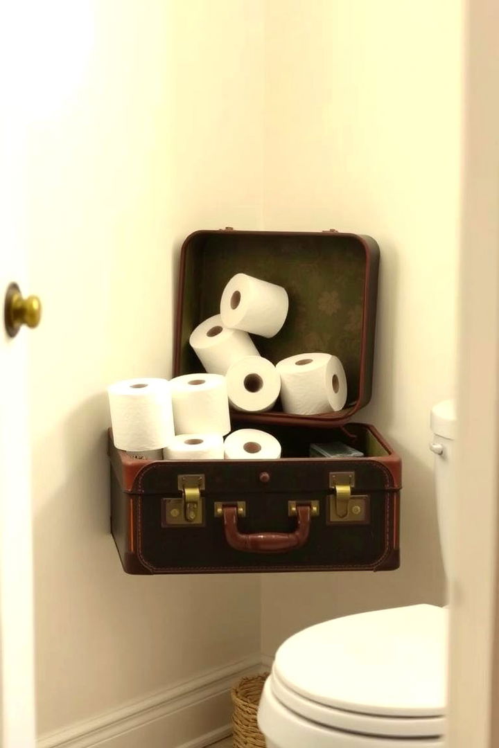 Vintage Suitcase Storage - 22 Toilet Paper Storage Ideas