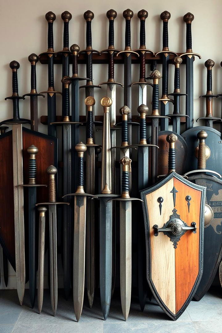 Vintage Swords and Shields Display - 22 Viking Bedroom Ideas