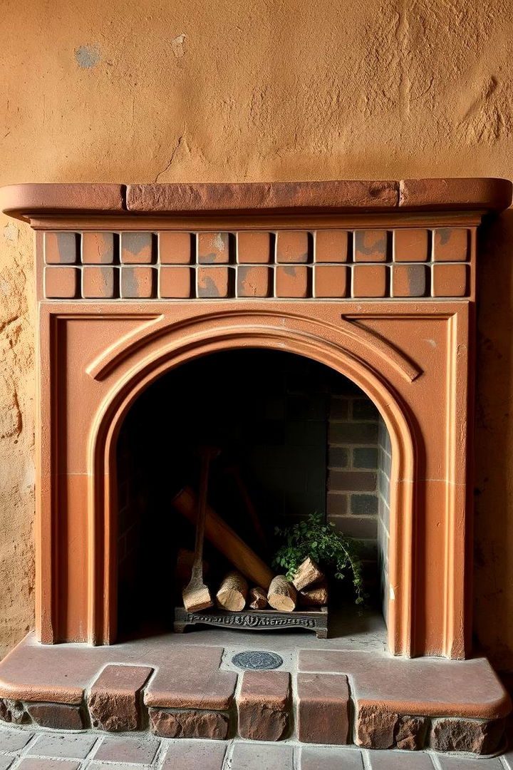 Vintage Terracotta Tiles - 22 Farmhouse Fireplace Tile Ideas