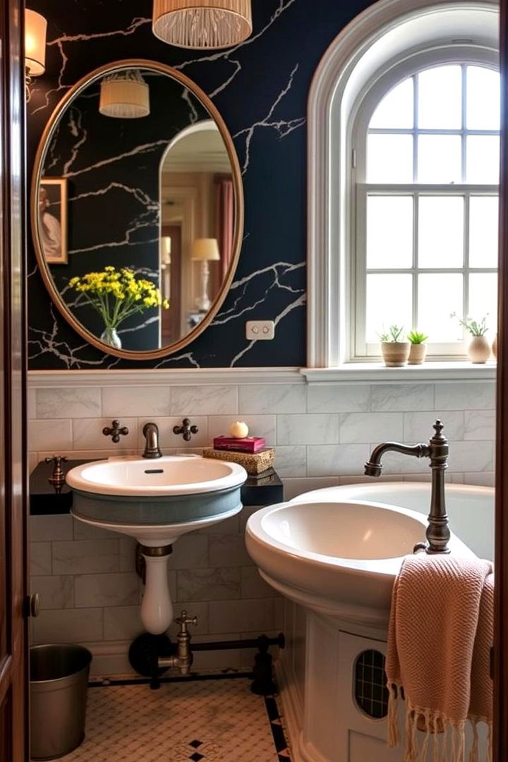 Vintage Touches Retro Elements with Black Marble - 22 Black Marble Bathrooms