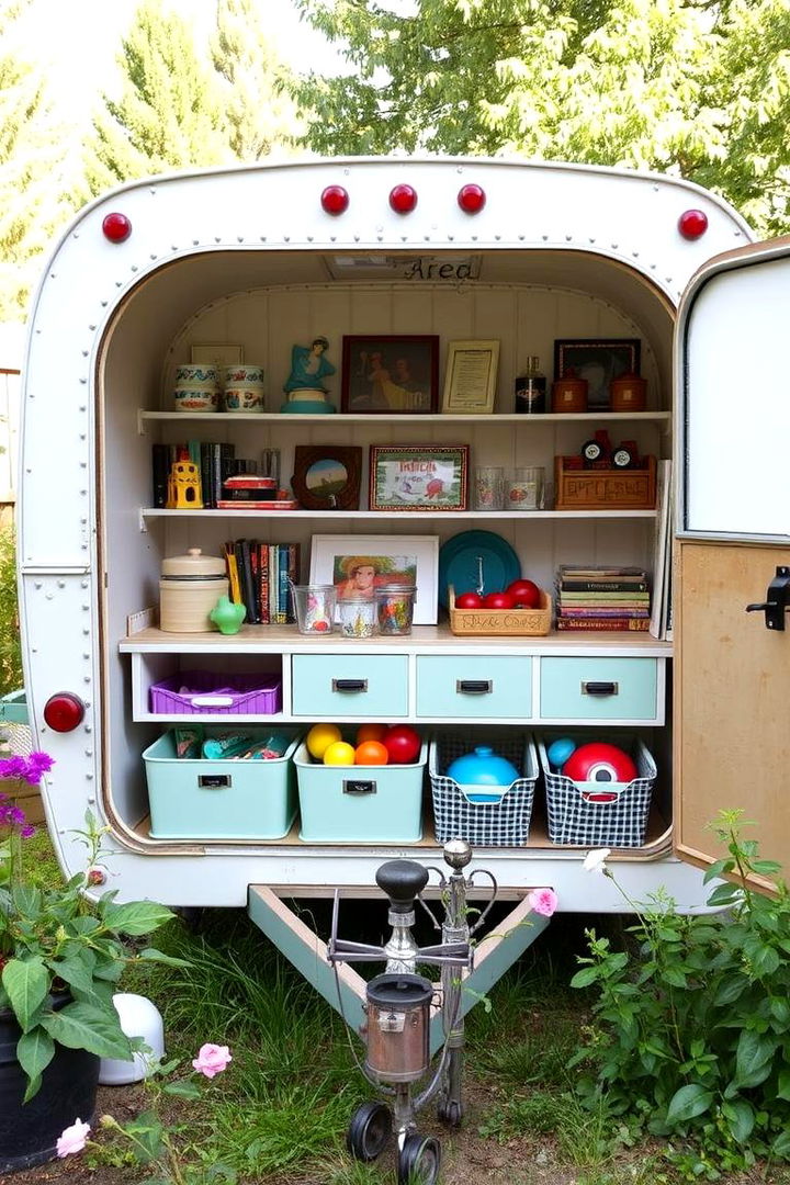 Vintage Trailer as Toy Organizer - 22 Outdoor Toy Storage Ideas