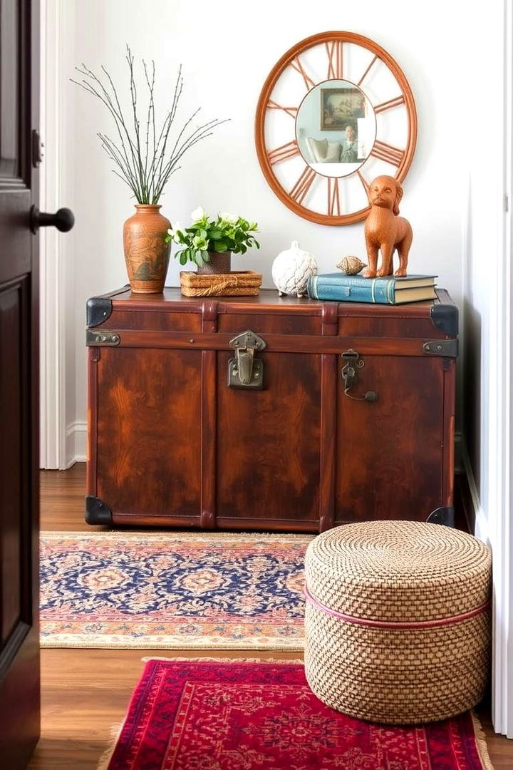 Vintage Trunk Storage - 22 Hallway Storage Ideas