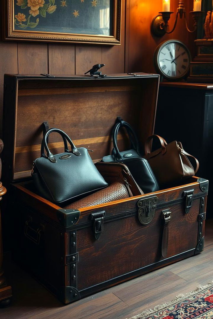 Vintage Trunks for Chic Storage - 22 Purse Storage Ideas