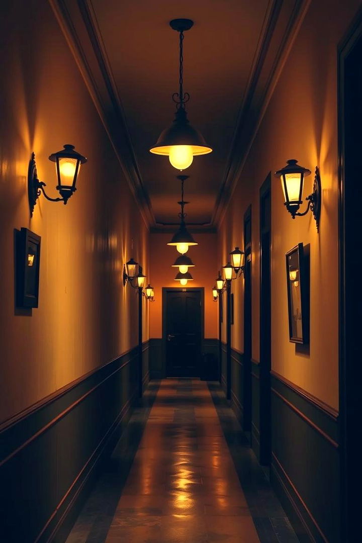 Vintage Vibes Nostalgic Warm Lighting - 22 Narrow Hallway Lighting Ideas