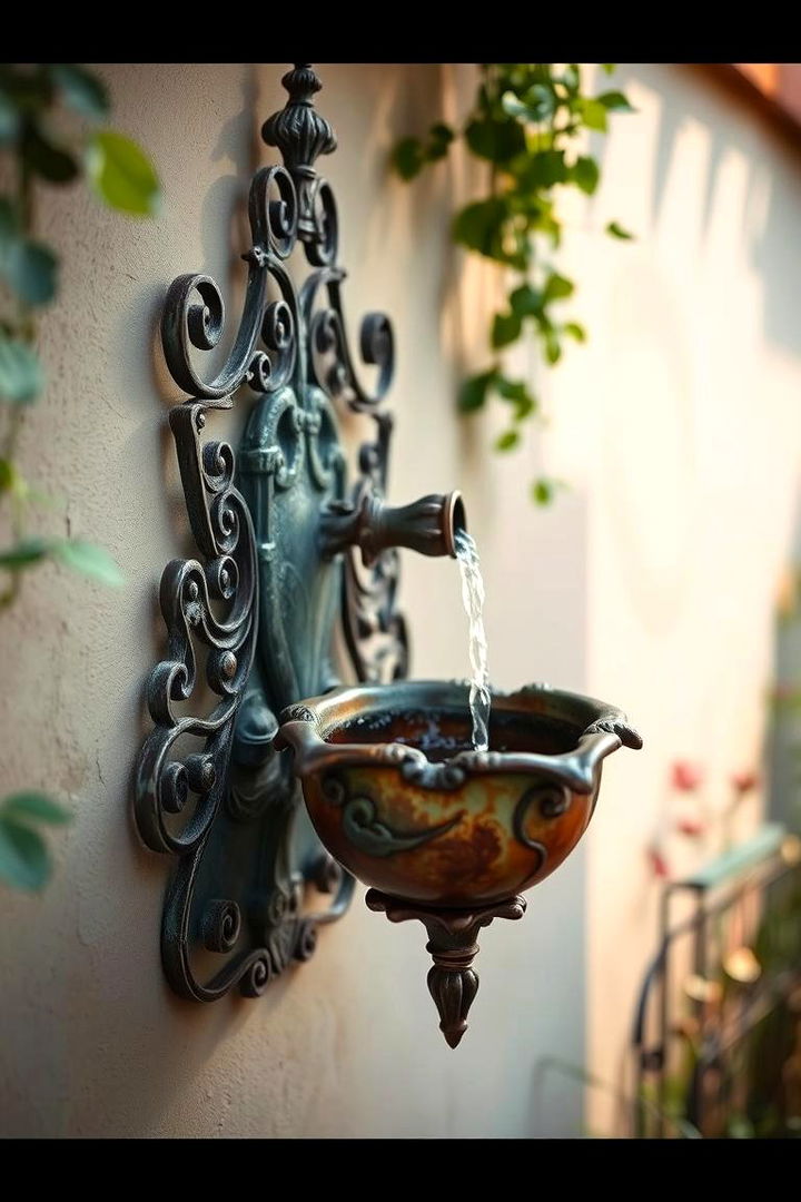 Vintage Wall Mounted Fountain - 22 Backyard Fountain Ideas