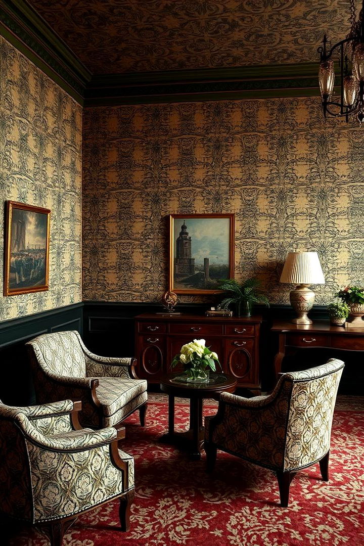 Vintage Wallpaper and Patterned Backdrops - 22 Art Deco Living Room Ideas