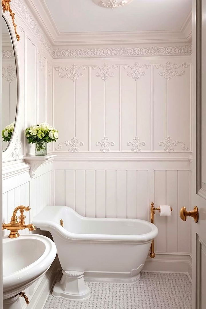 Vintage White Charm with a Golden Twist - 22 White and Gold Bathroom Ideas