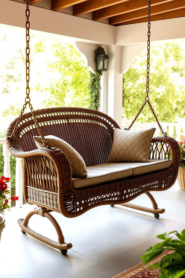 Vintage Wicker Swing - 22 Front Porch Swing Ideas