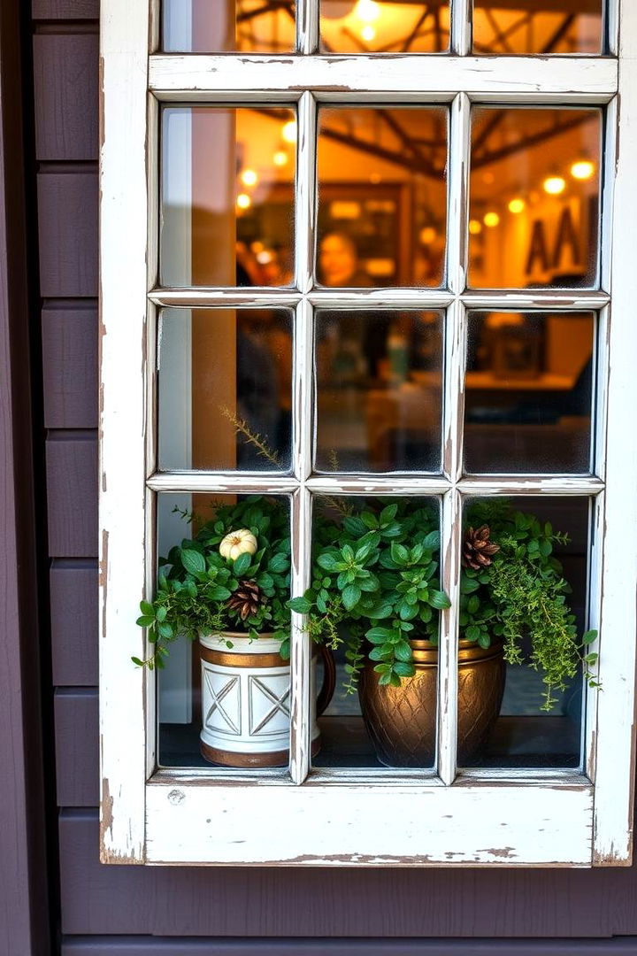 Vintage Window Frame Planter for Rustic Elegance - 22 Fall Planter Ideas