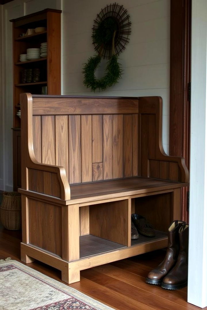 Vintage Wooden Boot Bench Storage - 22 Boot Storage Ideas
