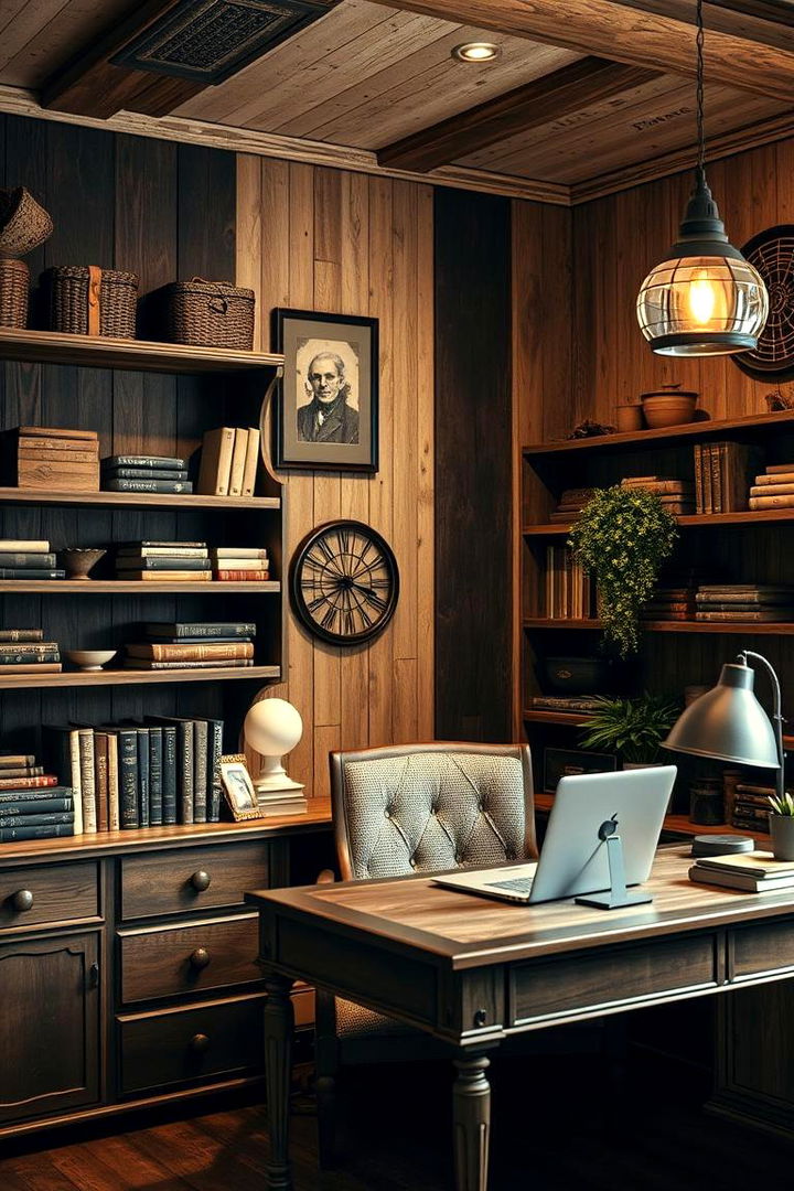 Vintage Wooden Shelves - 22 Office Shelving Ideas