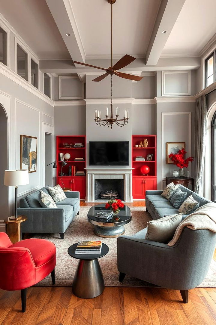 Vintage and Modern Fusion - 22 Red and Grey Living Room Ideas