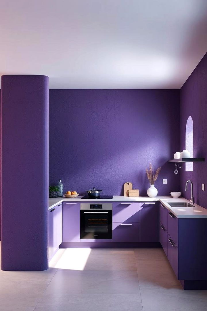 Violet Textured Walls - 22 Purple Kitchen Ideas