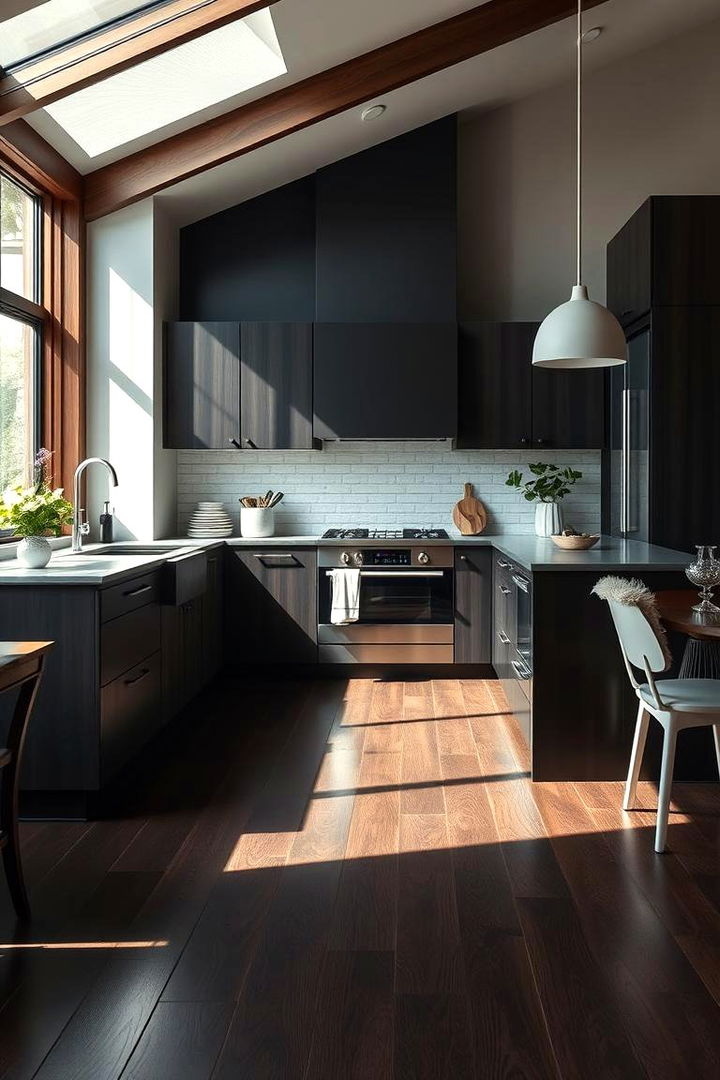 Visual Impact for Spatial Balance - 22 Kitchen With Dark Wood Floors