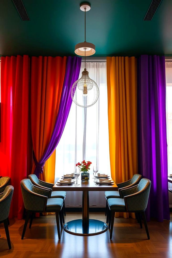 Vivid Colors for Energy and Brightness - Dining Room Curtain Ideas for Stylish Windows