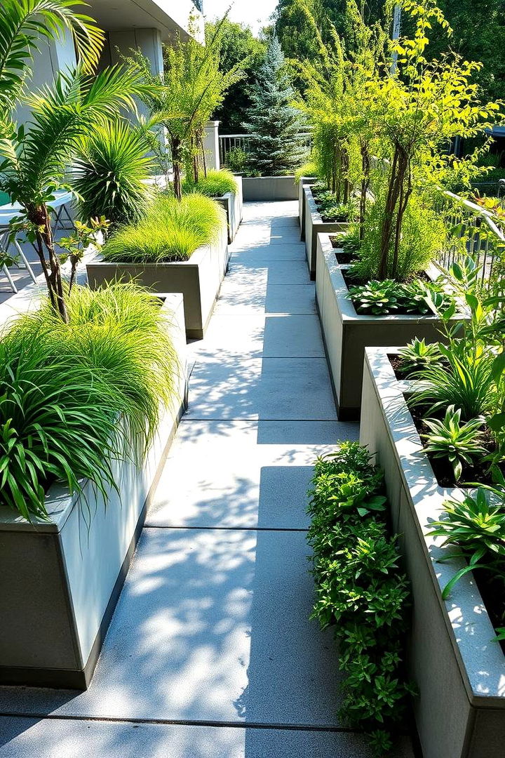 Walkways with Embedded Planters - 22 Concrete Walkway Ideas