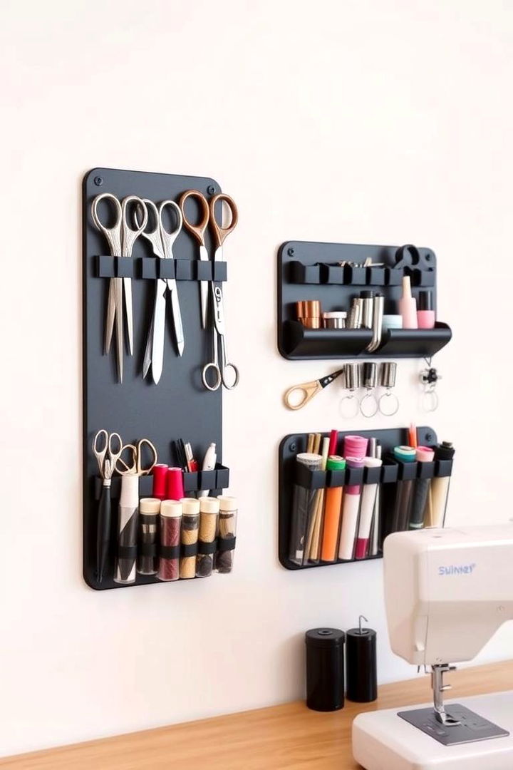 Wall Mounted Accessory Organizers - 22 Sewing Room Ideas