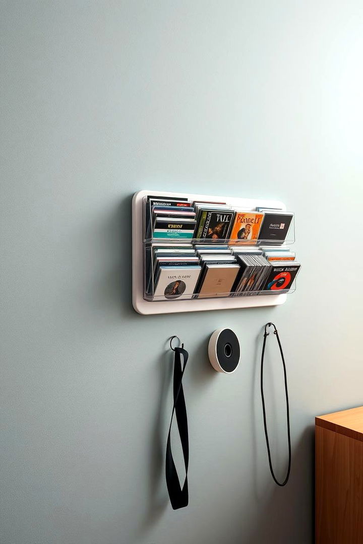 Wall Mounted CD Organizer with Hooks - 22 Cd Storage Ideas