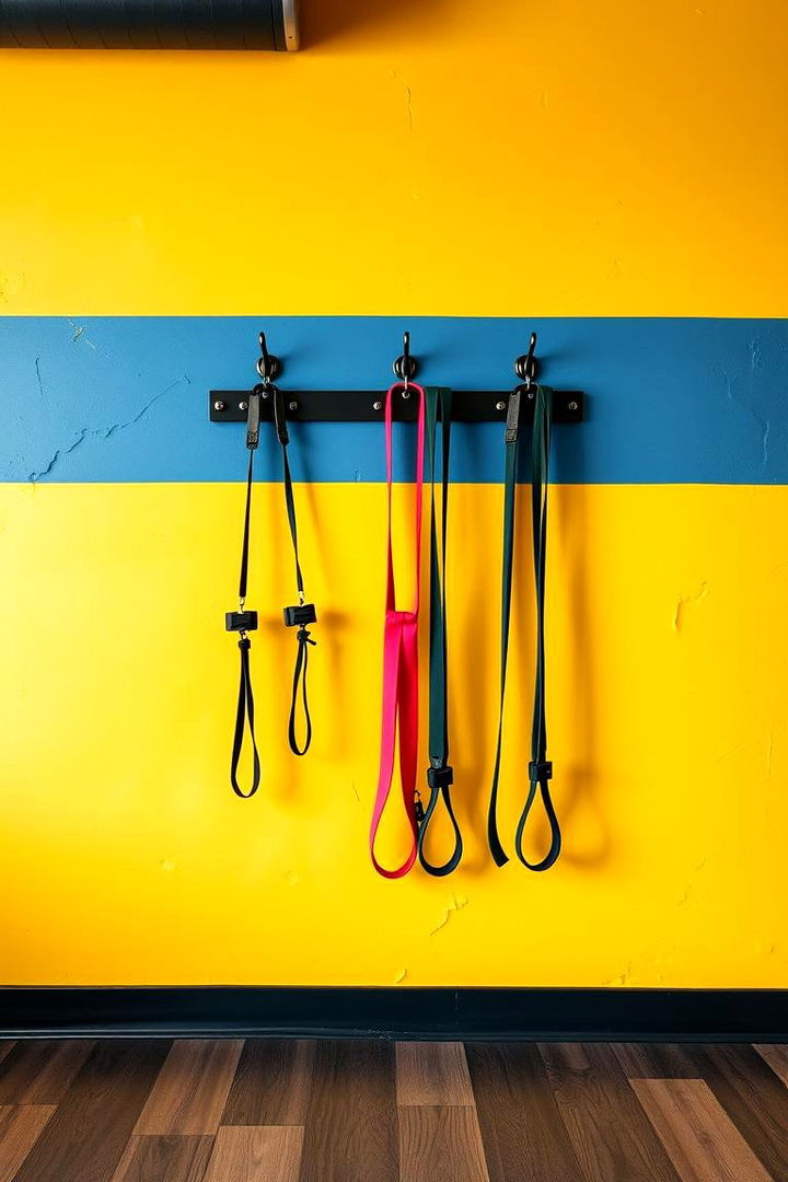 Wall Mounted Resistance Bands - 22 Small Home Gym Ideas