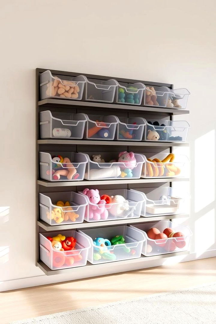 Wall Mounted Toy Bins for Vertical Organization - 22 Living Room Toy Storage Ideas