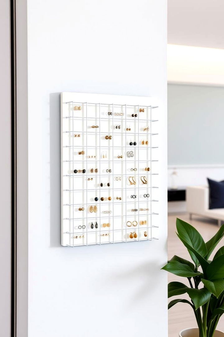 Wall mounted Grid Rack - 22 Earring Storage Ideas