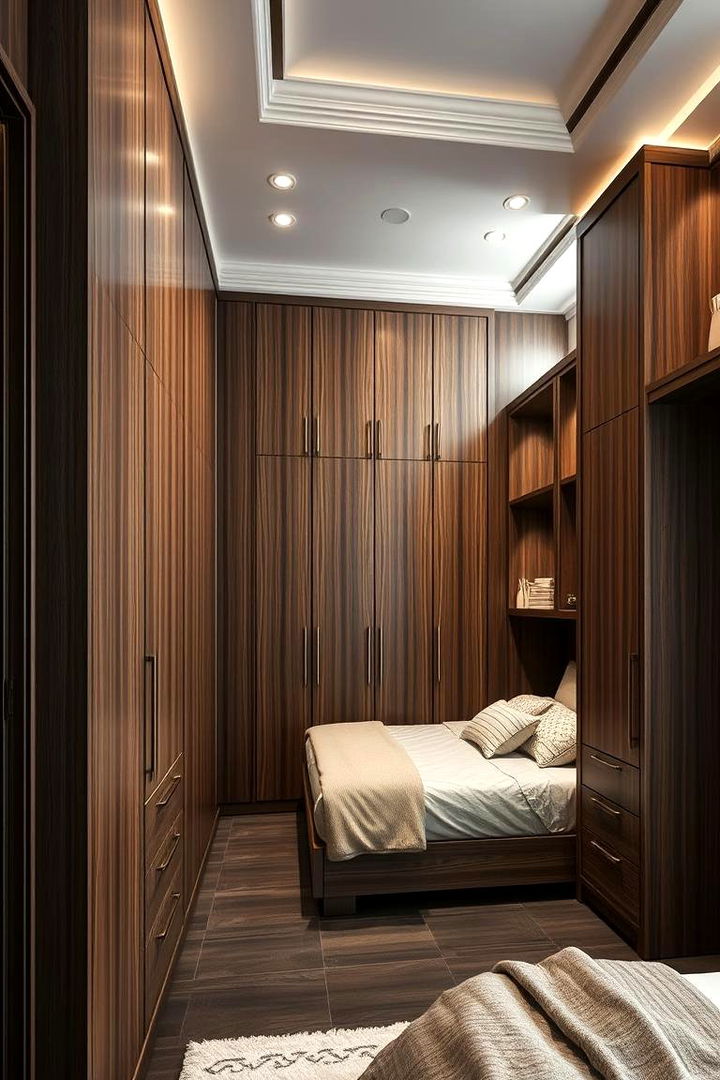 Wardrobe with Designer Finishes - 22 Built-in Wardrobe Ideas Around a Bed