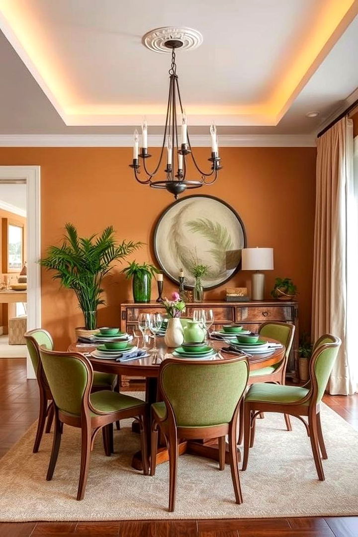 Warm Ambient Color Accents - 22 Greenhouse Dining Room Ideas