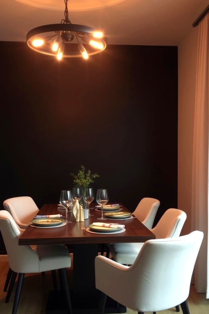 Warm Ambient Glow - 22 Black Accent Wall Dining Room Ideas