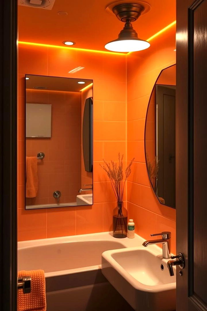 Warm Ambient Lighting - 22 Orange Bathroom Ideas