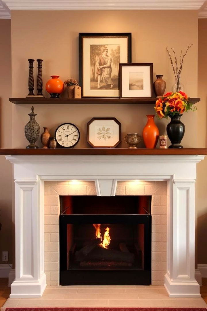 Warm Burnt Orange Fireplace Mantel Decor - 22 Burnt Orange Living Room Ideas