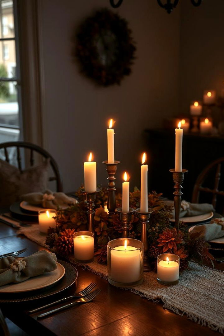 Warm Candlelight Ambience - 22 thanksgiving table decor ideas