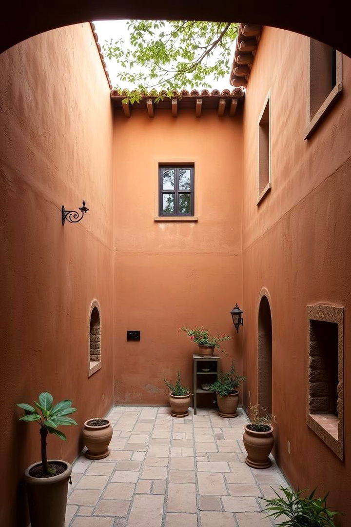 Warm Clay Plaster Walls - 22 Spanish Courtyard Ideas
