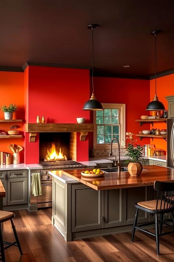 Warm Color Palette Magic - 22 Kitchens With Fireplaces