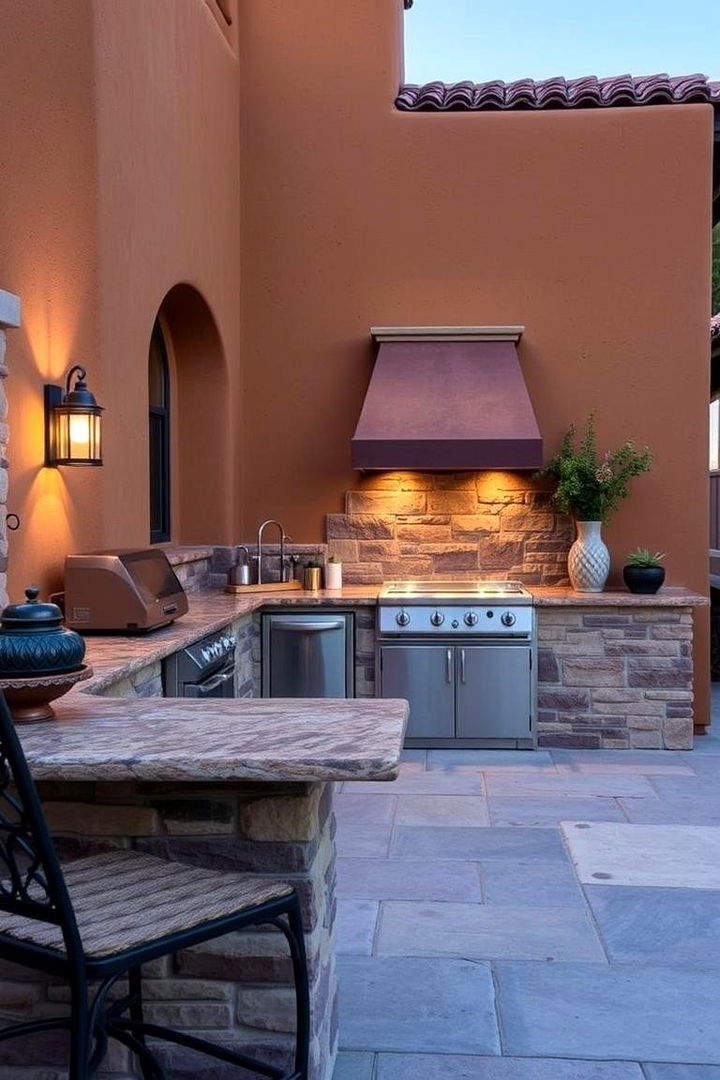 Warm Earthy Hues - 22 Stucco Outdoor Kitchen Ideas