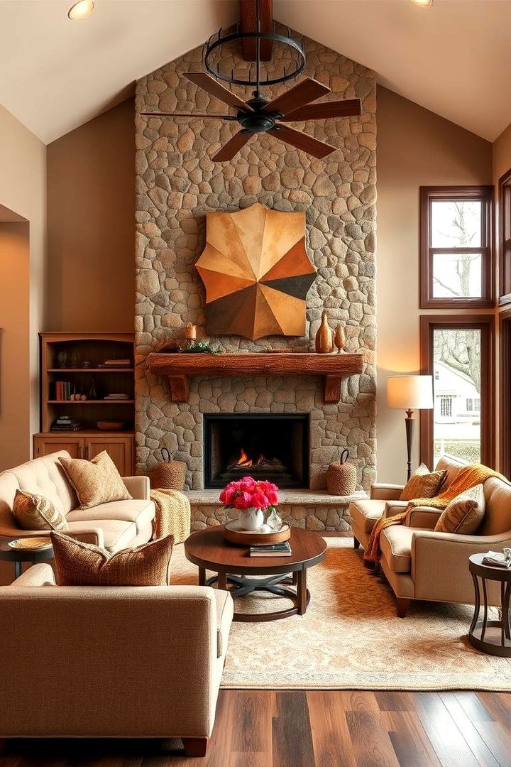 Warm Earthy Tones - 22 Living Room Ideas With Sectionals and Fireplace