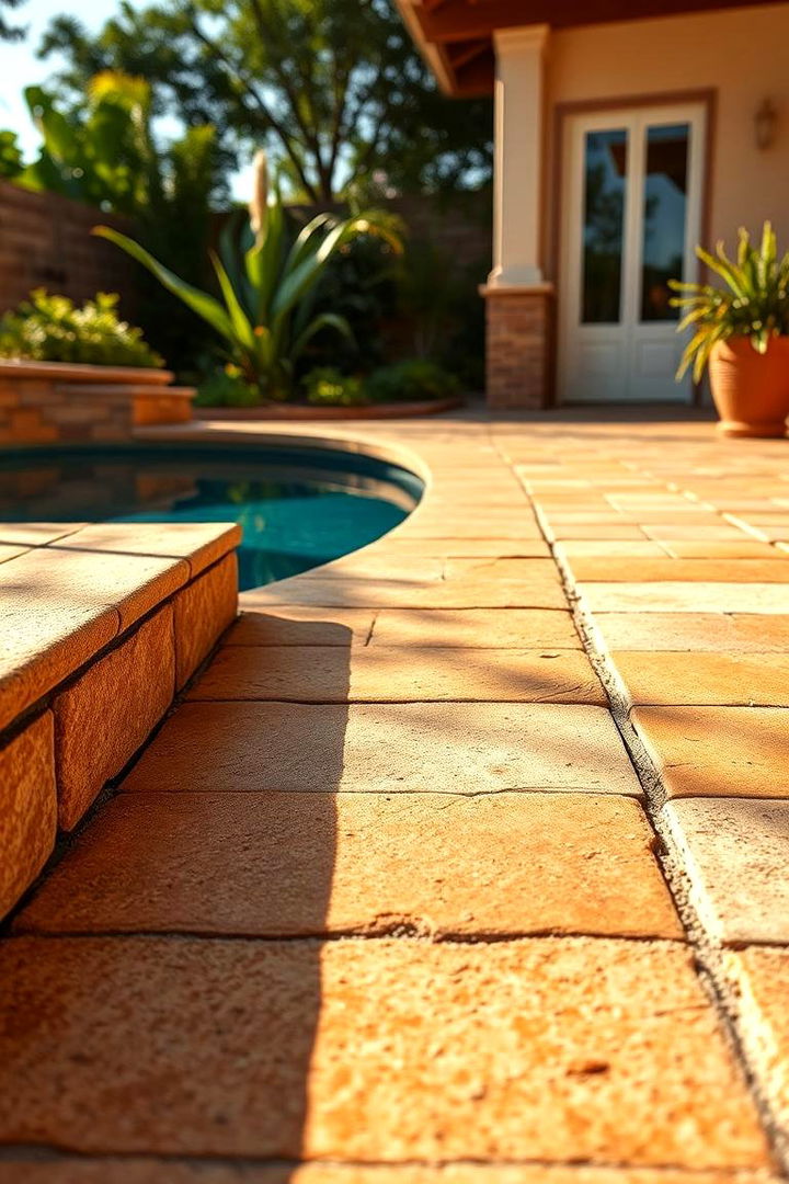 Warm Earthy Tones for a Cozy Ambience - 22 Concrete Pavers Around Pool Ideas
