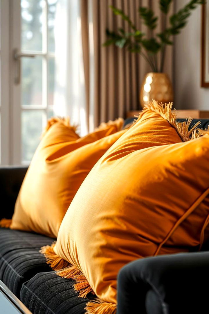 Warm Gold Throw Pillows - 22 Black and Gold Living Room Ideas