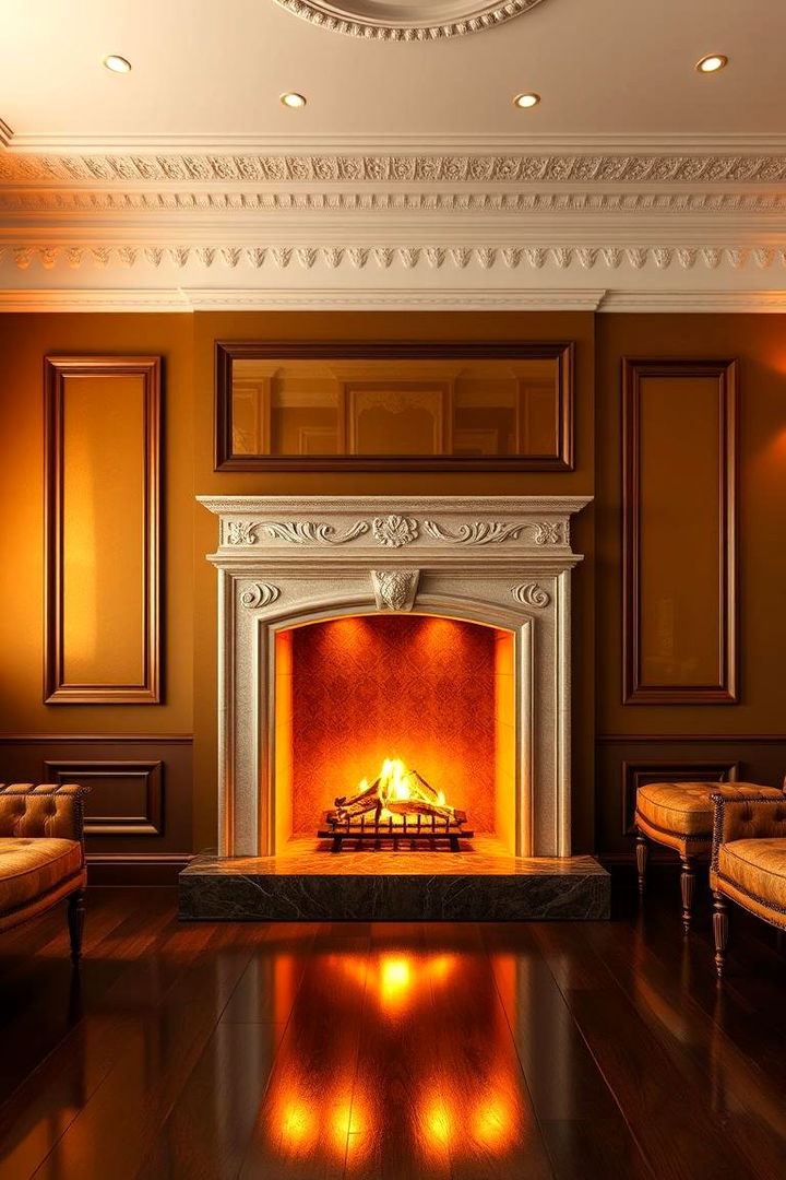 Warm Golden Highlights - 22 Fireplace Paint Ideas