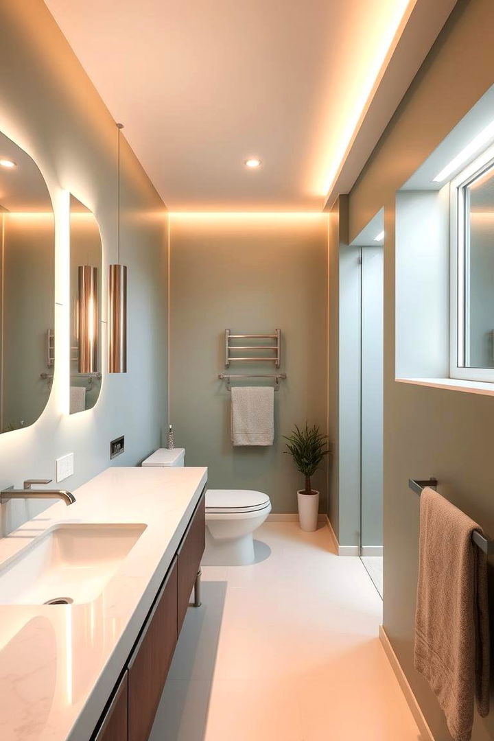Warm Illumination Techniques - 22 Sage Green and Cream Bathroom Ideas