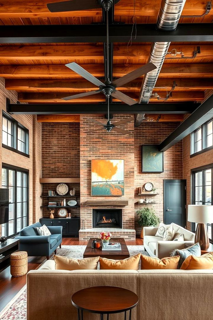 Warm Industrial Edge with Exposed Design Elements - 22 Exposed Beam Living Room Ideas
